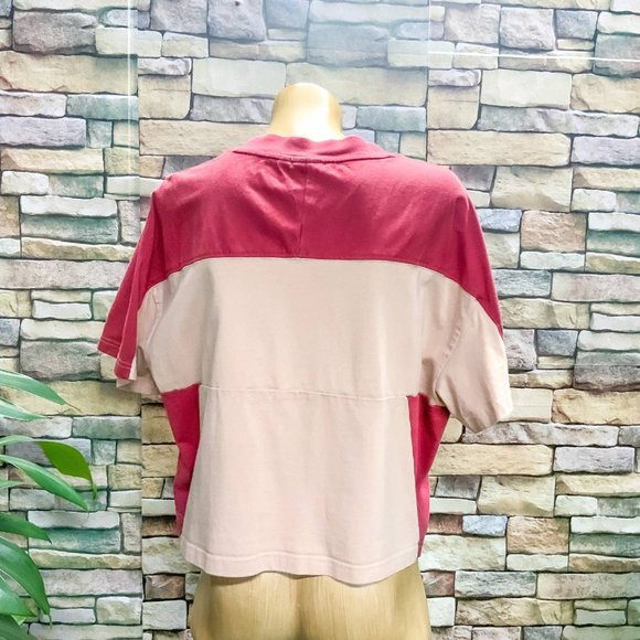 ADIDAS Originals Contrast Panel Oversized 'Boxy' Cropped Logo Print Tee - Size S - Picture 3 of 6